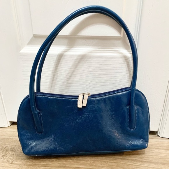 HOBO Handbags - Y2k HOBO International Polished Leather East West Shoulder Bag - Blue - NWOT